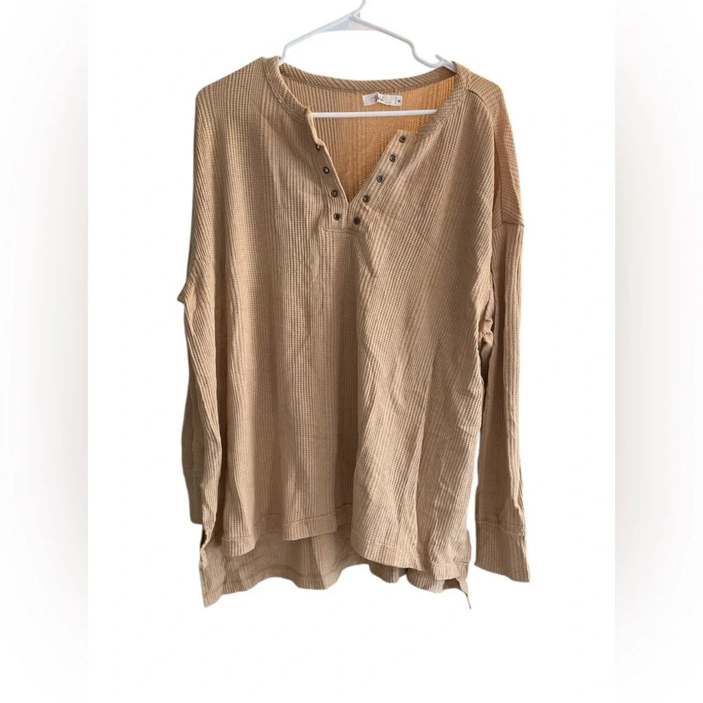 Women's Tan Waffle Knit Top - Picture 1 of 2